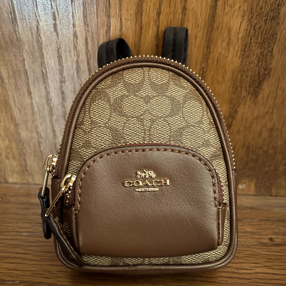 Like new! Coach Mini Court Backpack Bag Charm In Signature keychain